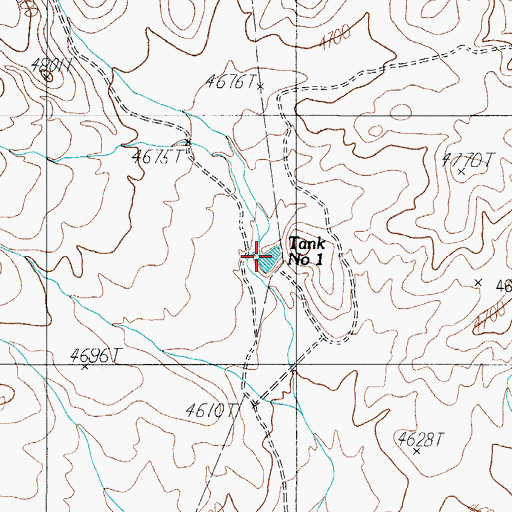 Topographic Map of Tank Number One, TX