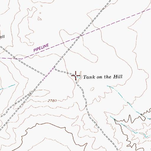 Topographic Map of Tank on the Hill, TX