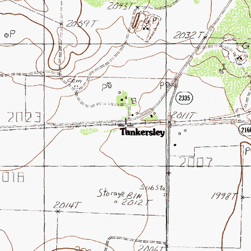 Topographic Map of Tankersley, TX