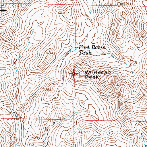Topographic Map of Whitecap Peak, AZ
