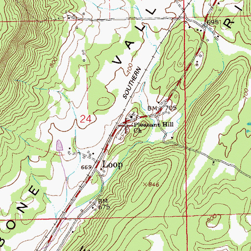 Topographic Map of Pleasant Hill Cemetery, AL