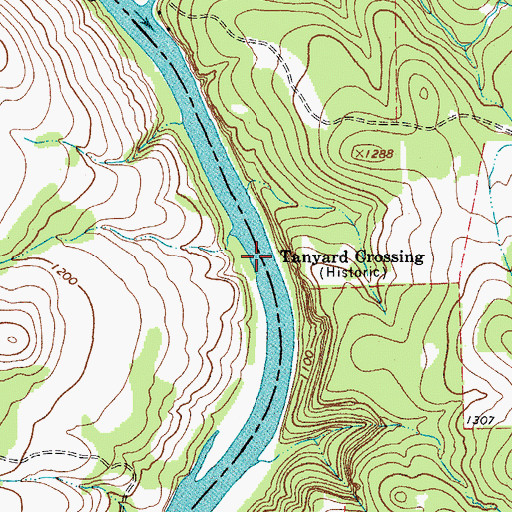 Topographic Map of Tanyard, TX