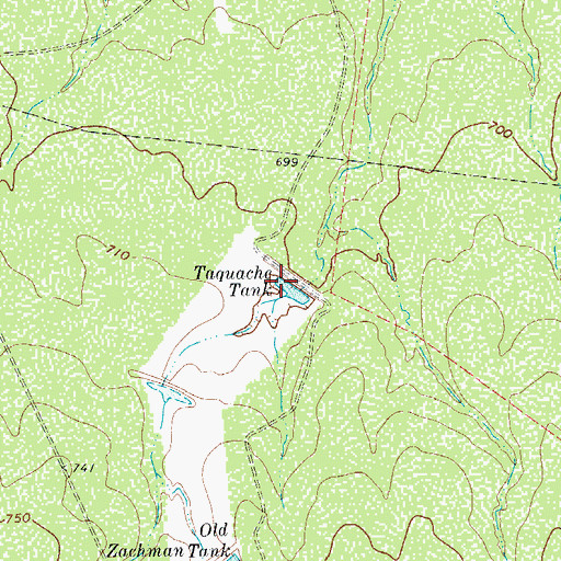 Topographic Map of Taquache Tank, TX
