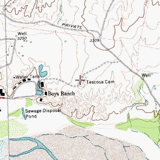 Topographic Map of Tascosa Cemetery, TX