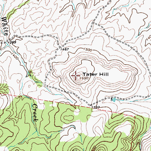 Topographic Map of Tater Hill, TX