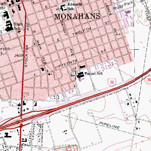 Topographic Map of Tatom Elementary School, TX