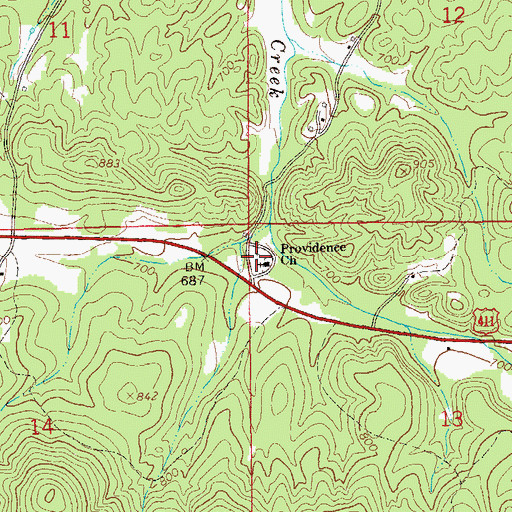Topographic Map of Providence Cemetery, AL