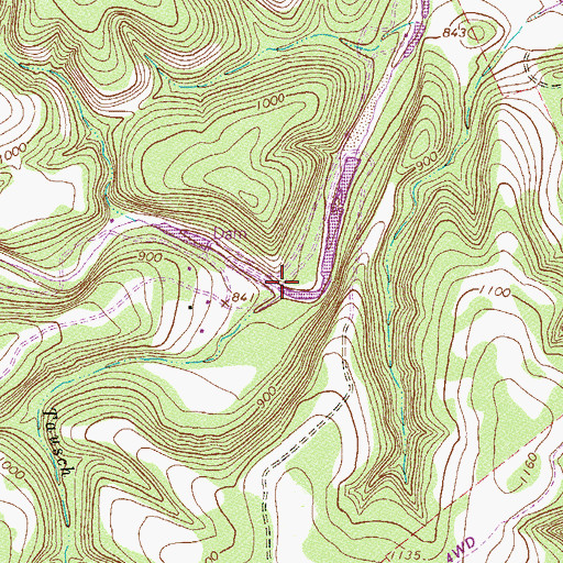 Topographic Map of Tausch Creek, TX