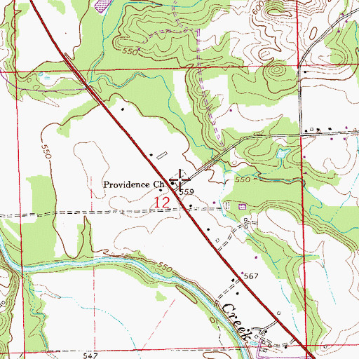 Topographic Map of Providence Cemetery, AL