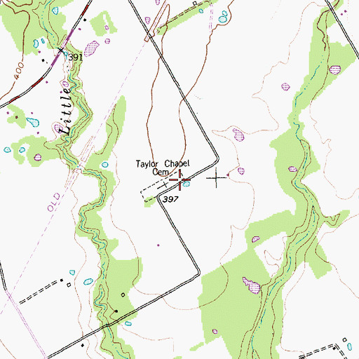 Topographic Map of Taylor Chapel Cemetery, TX