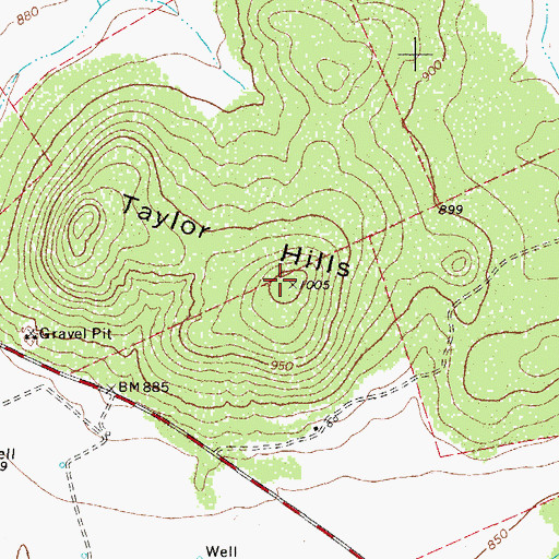 Topographic Map of Taylor Hills, TX