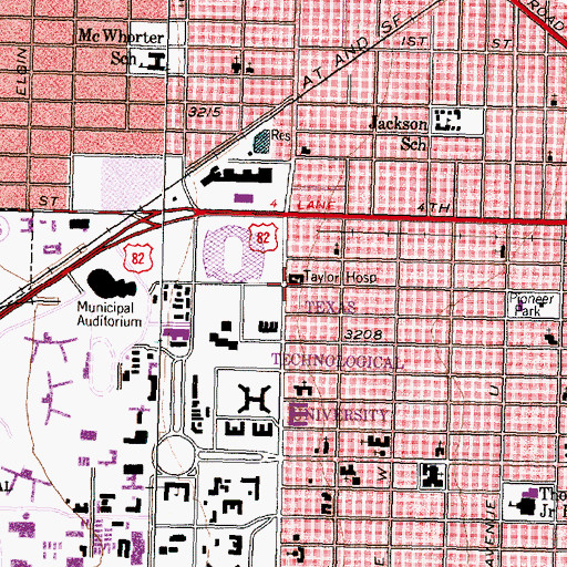 Topographic Map of Taylor Hospital, TX