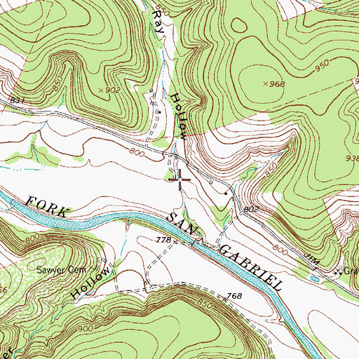 Topographic Map of Taylor Ray Hollow, TX