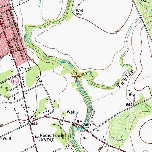 Topographic Map of Taylor Slough, TX