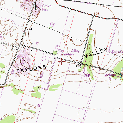 Topographic Map of Taylors Valley, TX