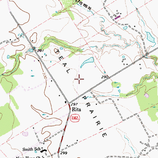 Topographic Map of Teal Prairie, TX