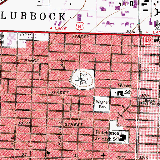 Topographic Map of Technical Terrace Park, TX