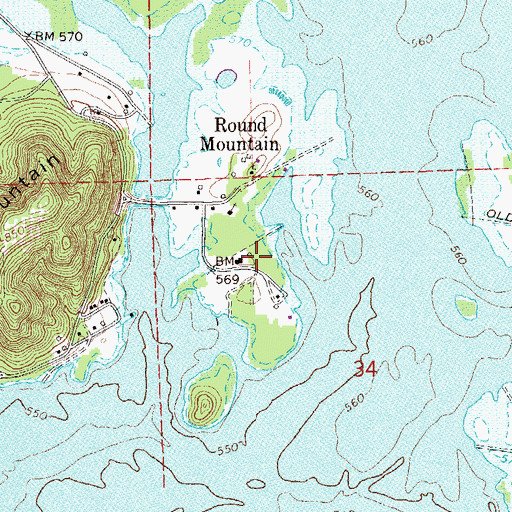 Topographic Map of Round Mountain Ironworks (historical), AL