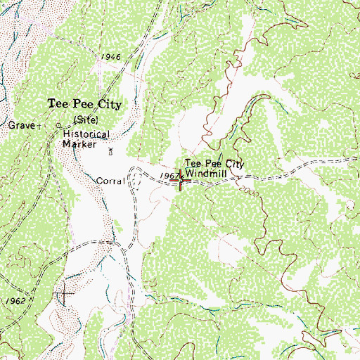 Topographic Map of Tee Pee City Windmill, TX
