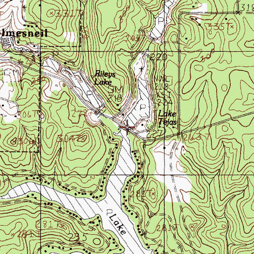 Topographic Map of Lake Tejas, TX