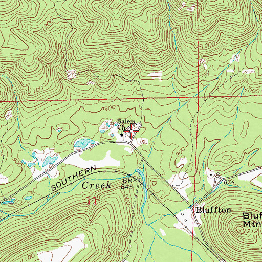 Topographic Map of Salem Cemetery, AL