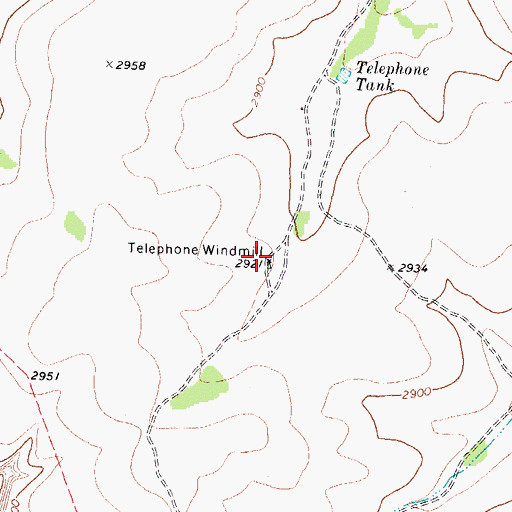 Topographic Map of Telephone Windmill, TX