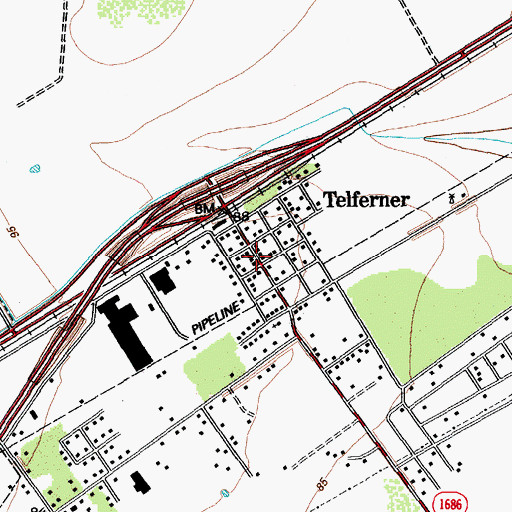 Topographic Map of Telferner, TX
