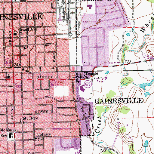 Topographic Map of Temple Church, TX