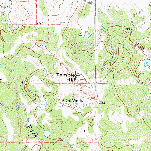 Topographic Map of Temple Hill, TX