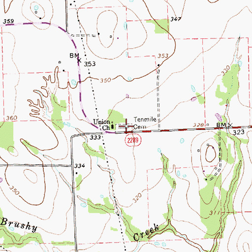 Topographic Map of Tenmile Cemetery, TX