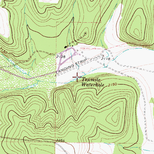 Topographic Map of Tenmile Waterhole, TX