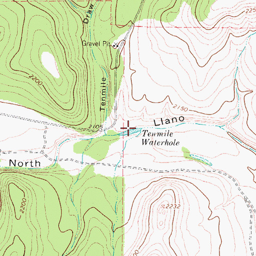 Topographic Map of Tenmile Waterhole, TX