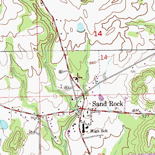Topographic Map of Sand Rock Church, AL