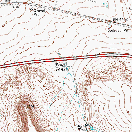 Topographic Map of Tepee Tank, TX