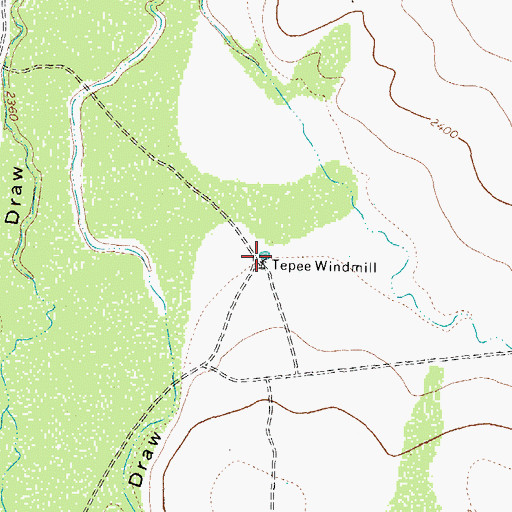 Topographic Map of Tepee Windmill, TX