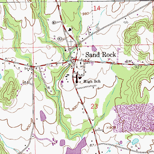Topographic Map of Sand Rock High School, AL