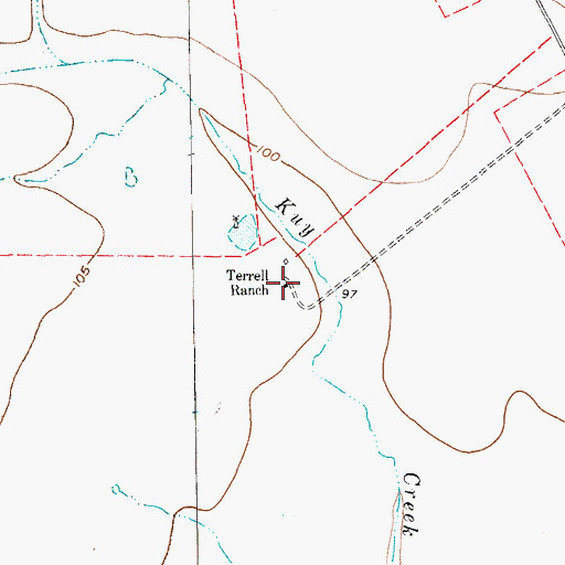 Topographic Map of Terrell Ranch, TX