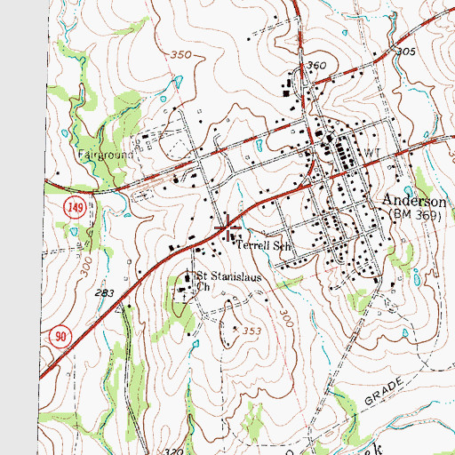 Topographic Map of Terrell School, TX