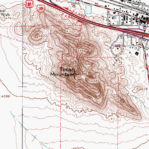 Topographic Map of Texan Mountain, TX