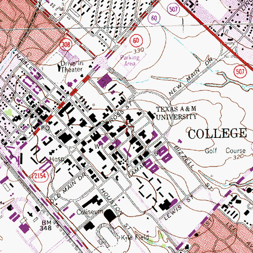 Topographic Map of Texas A and M University, TX
