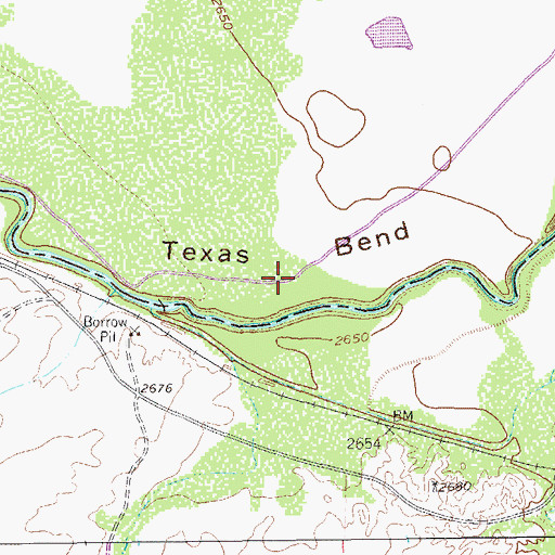 Topographic Map of Texas Bend, TX