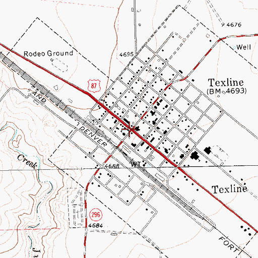 Topographic Map of Texline, TX