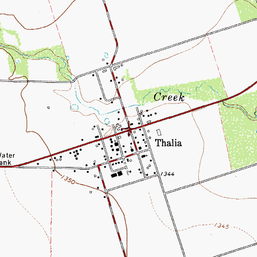 Topographic Map of Thalia, TX