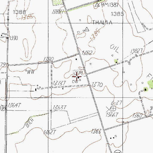 Topographic Map of Thalia Cemetery, TX