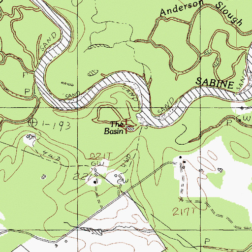 Topographic Map of The Basin, TX