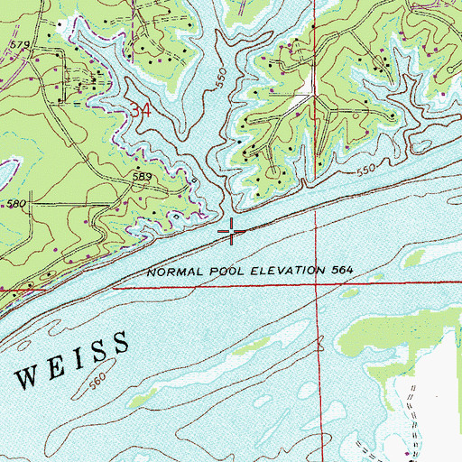 Topographic Map of Sewell Ferry (historical), AL