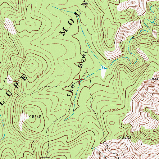 Topographic Map of The Bowl, TX
