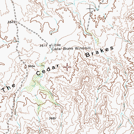 Topographic Map of The Cedar Brakes, TX