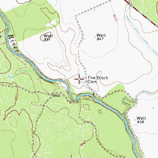 Topographic Map of The Ditch Cemetery, TX