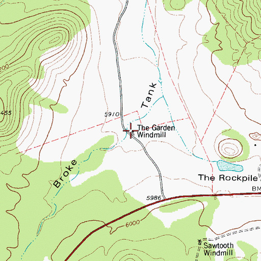 Topographic Map of The Garden Windmill, TX
